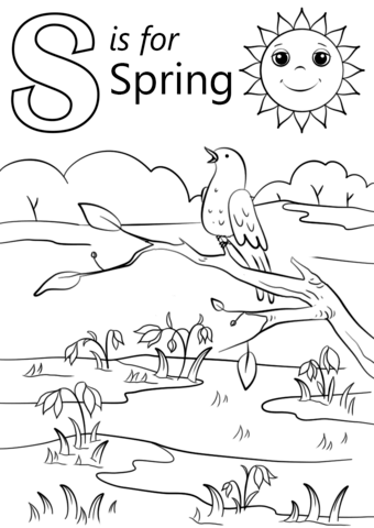 Letter S Is For Spring Coloring Page